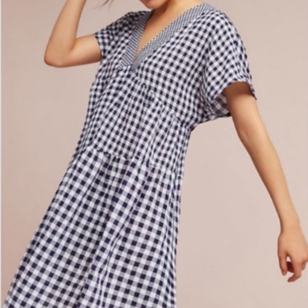 Anthropologie 11.1.TYLHO Gingham Swing Dress, XS